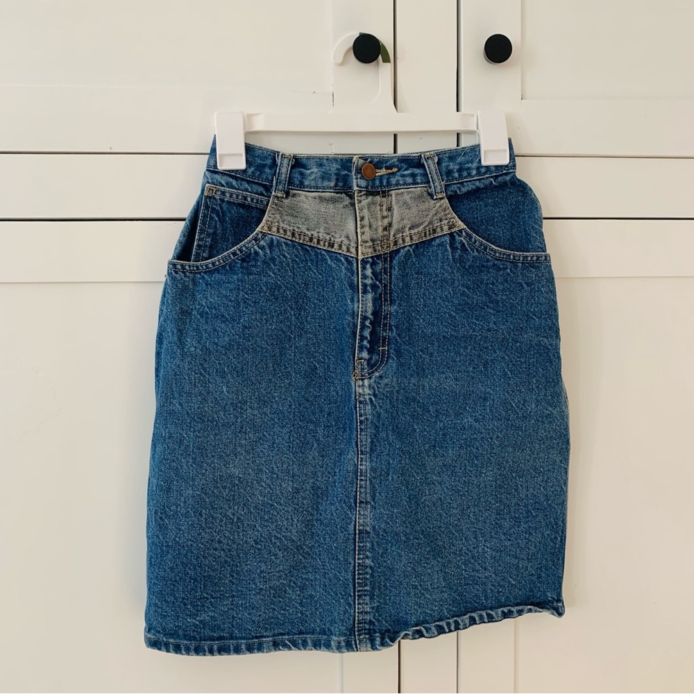 Middy British Raj Vintage 2 Tone Denim High Waist Skirt Size 24